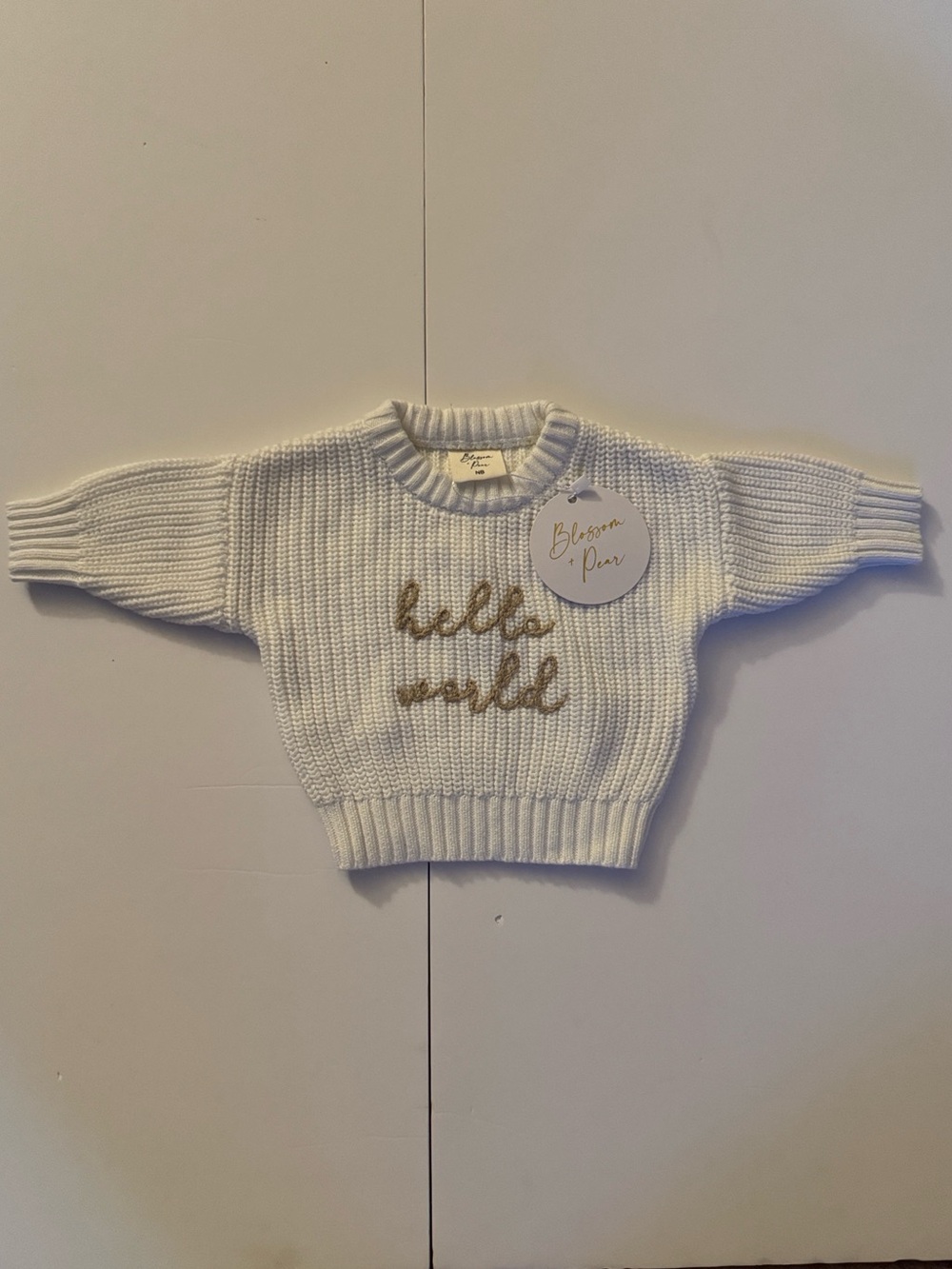 BLOSSOM AND PEAR 'HELLO WORLD' MINI KNIT SWEATER